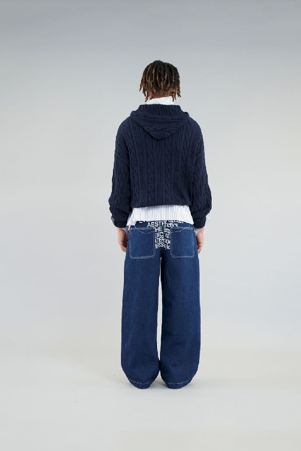 Prendas De Punto Scuffers Latte Zipper Knit Azul Marino | 84039BEJF