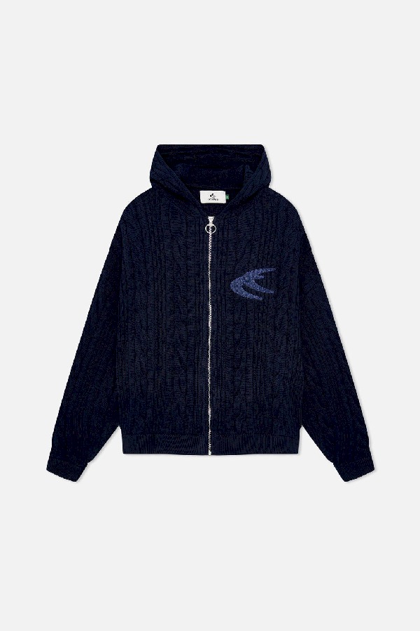 Prendas De Punto Scuffers Latte Zipper Knit Azul Marino | 84039BEJF