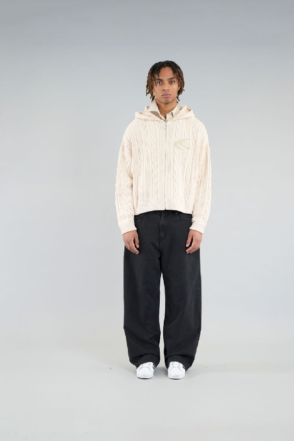 Prendas De Punto Scuffers Latte Zipper Knit Ecru | 97623IAPN