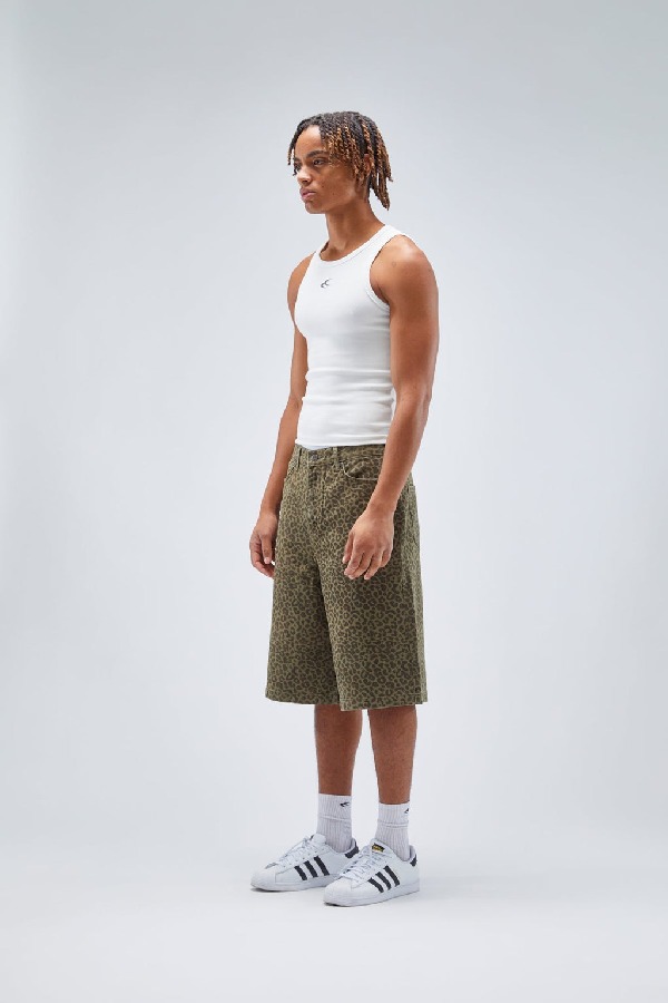 Short Scuffers Jumbo Verdes Leopardo | 34698TZSW