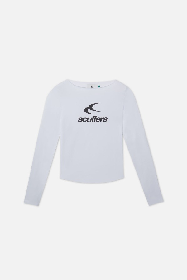 T-Shirts Scuffers Logo Longsleeve Blancos | 21847PAQV