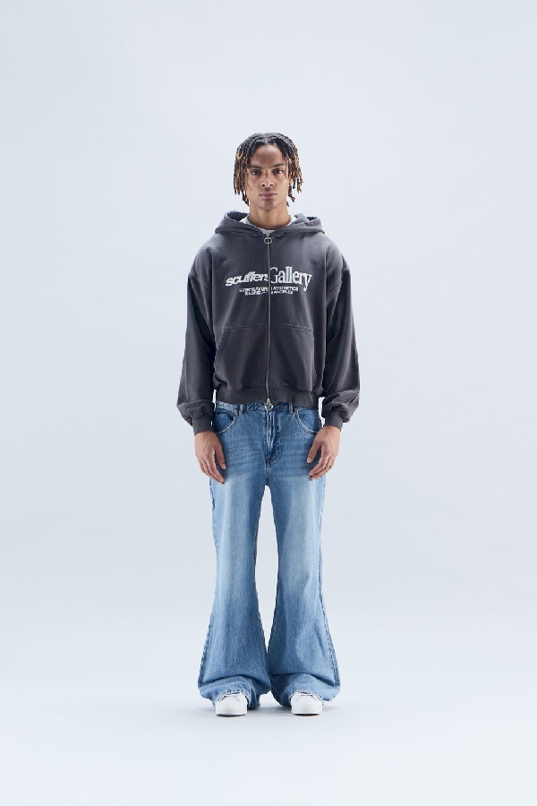 Zipped Hoodie Scuffers Gallery Zipped Negros | 70359RSLD