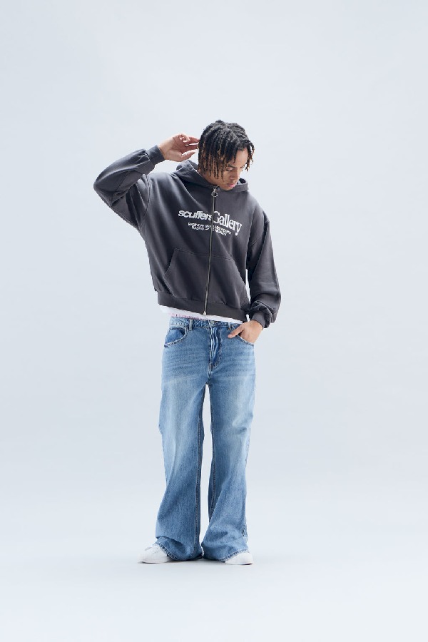 Zipped Hoodie Scuffers Gallery Zipped Negros | 70359RSLD