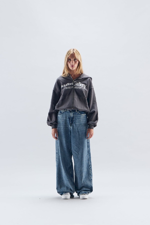 Zipped Hoodie Scuffers Gallery Zipped Negros | 70359RSLD