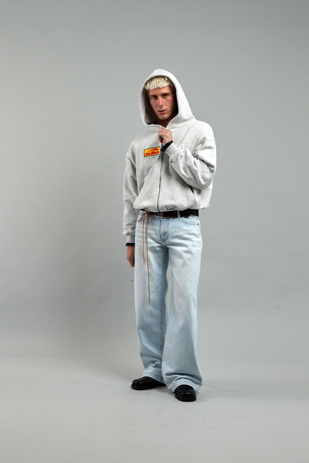 Zipped Hoodie Scuffers Melange Zipper Grises | 43029ICRE