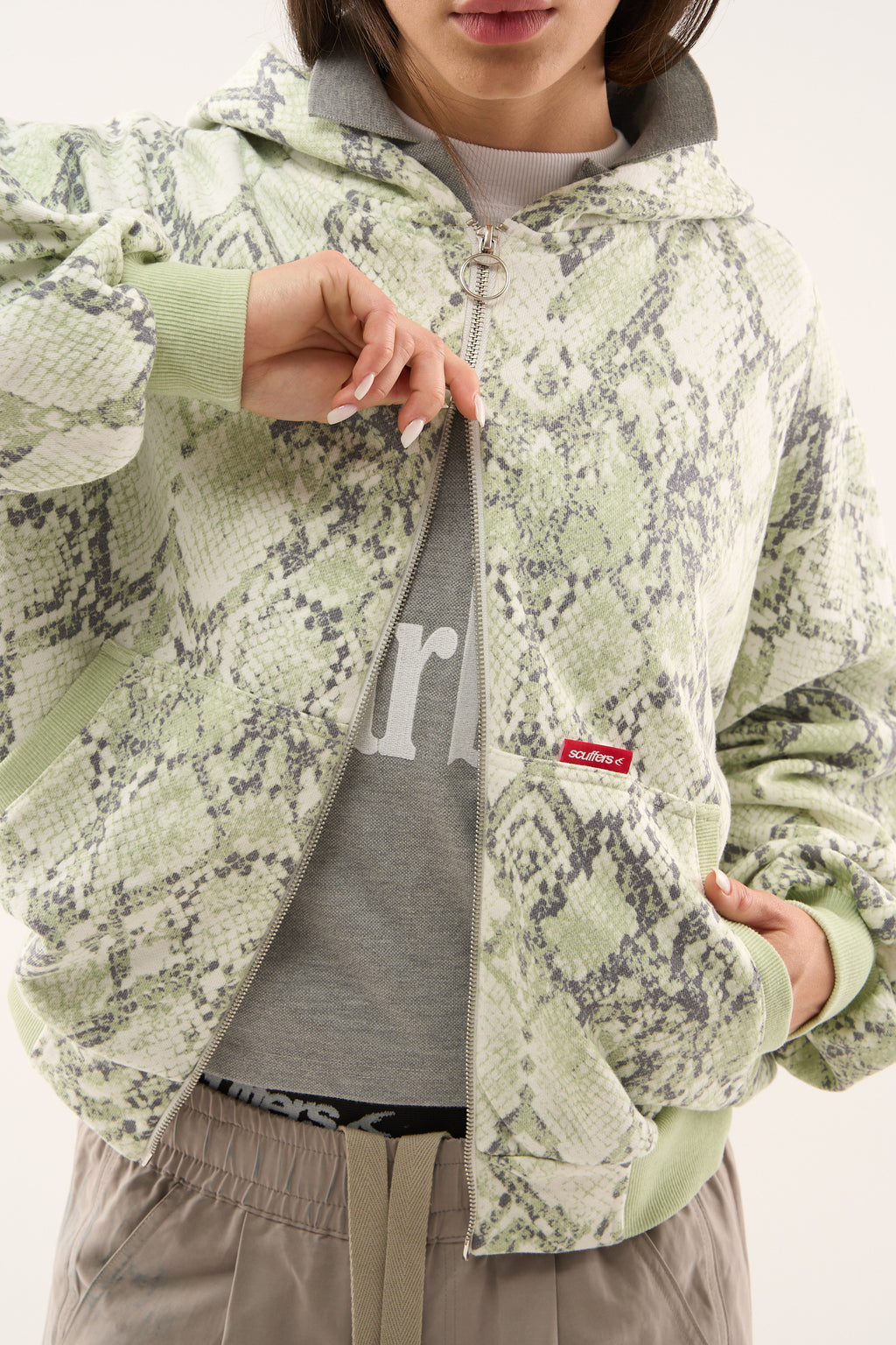 Zipped Hoodie Scuffers SCFF Snake Zipper Verdes | 85376IWRH