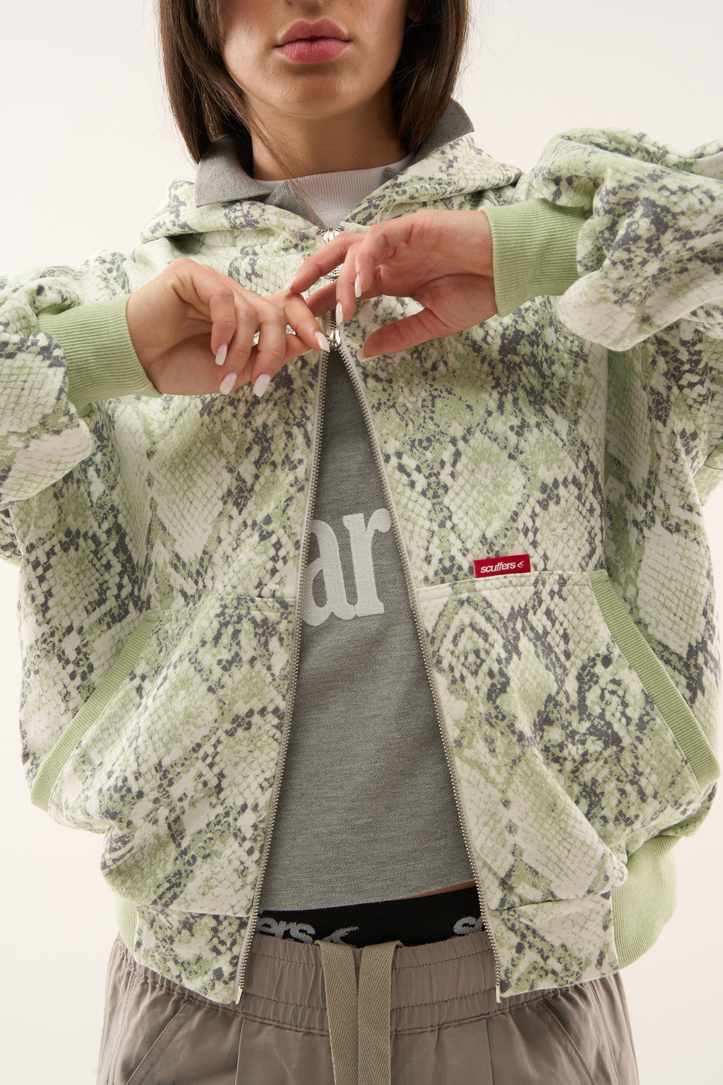 Zipped Hoodie Scuffers SCFF Snake Zipper Verdes | 85376IWRH