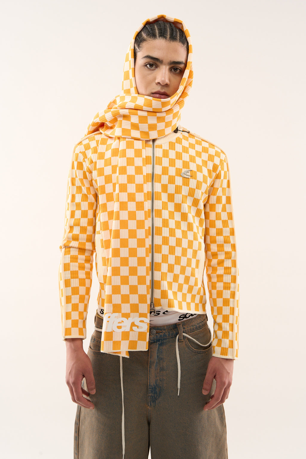 Zipped Knit Scuffers Monaco Checkered Zipper Amarillos | 56329HCYZ