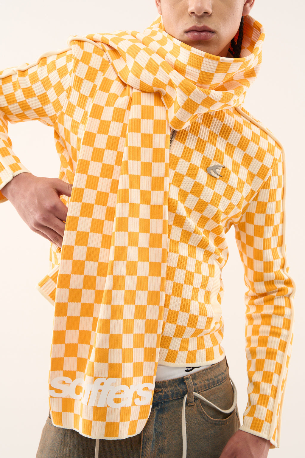 Zipped Knit Scuffers Monaco Checkered Zipper Amarillos | 56329HCYZ