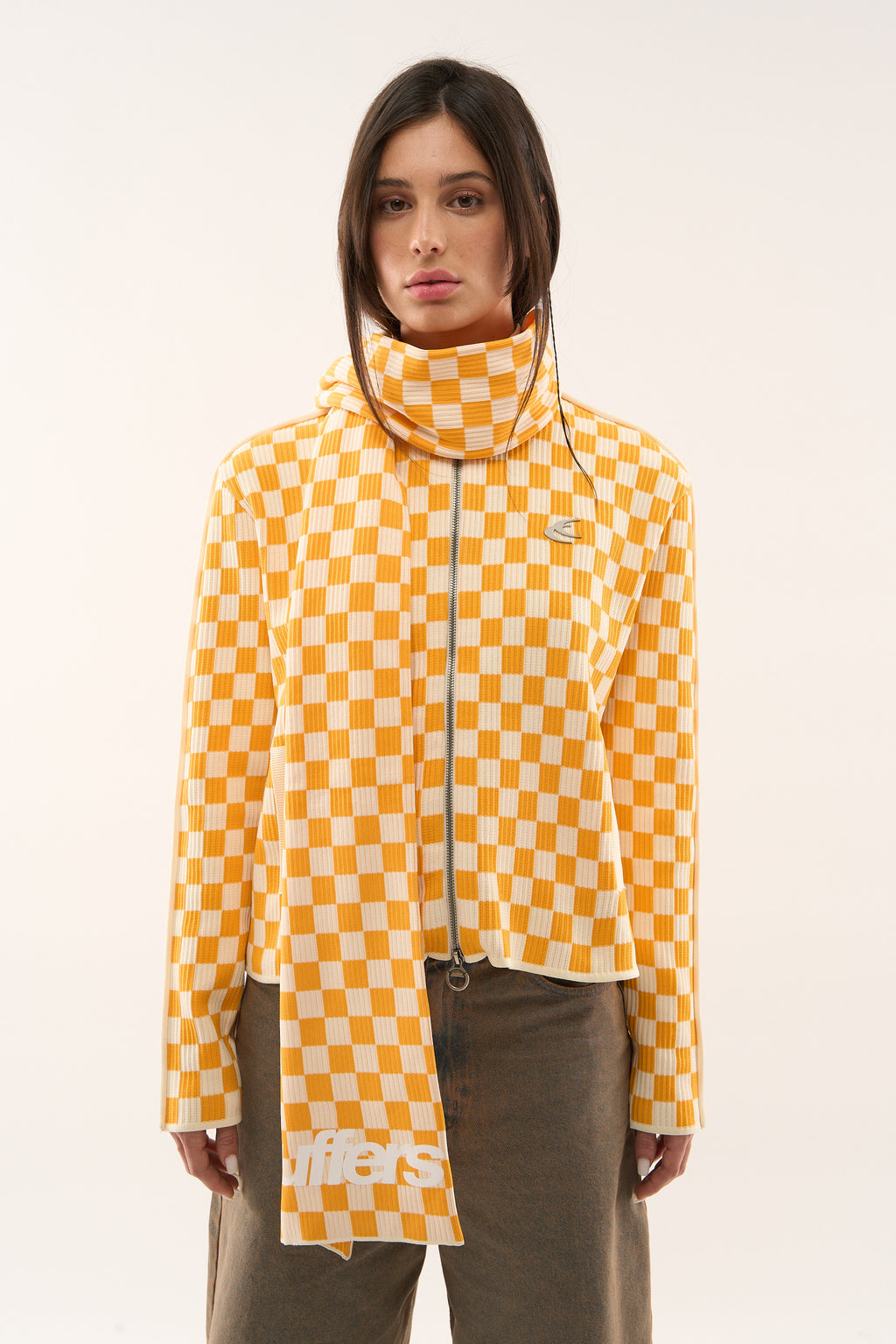 Zipped Knit Scuffers Monaco Checkered Zipper Amarillos | 56329HCYZ
