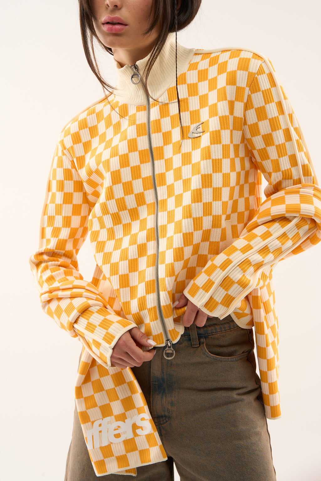 Zipped Knit Scuffers Monaco Checkered Zipper Amarillos | 56329HCYZ