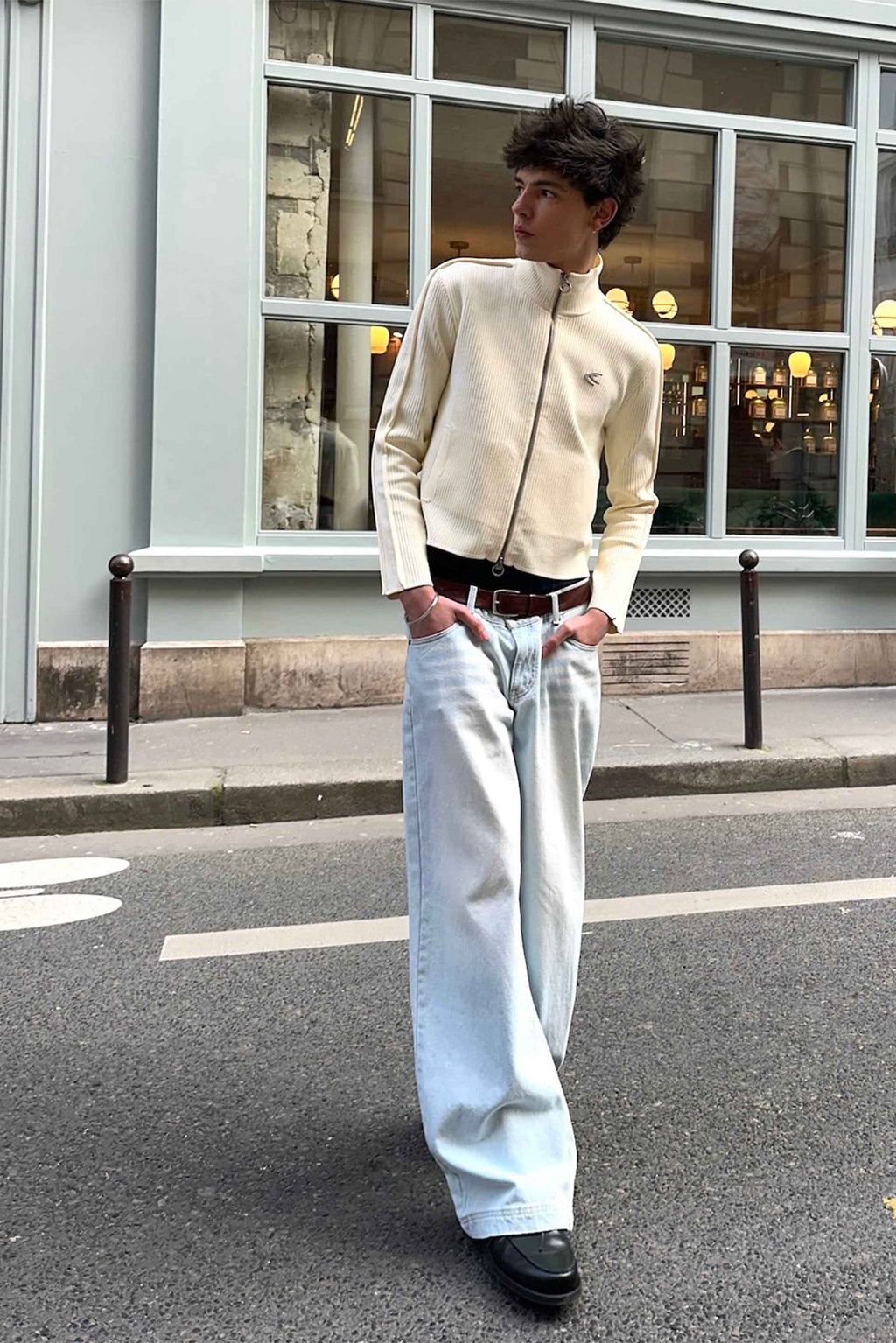 Zipped Knit Scuffers Monaco Zipper Ecru | 13569IFVM
