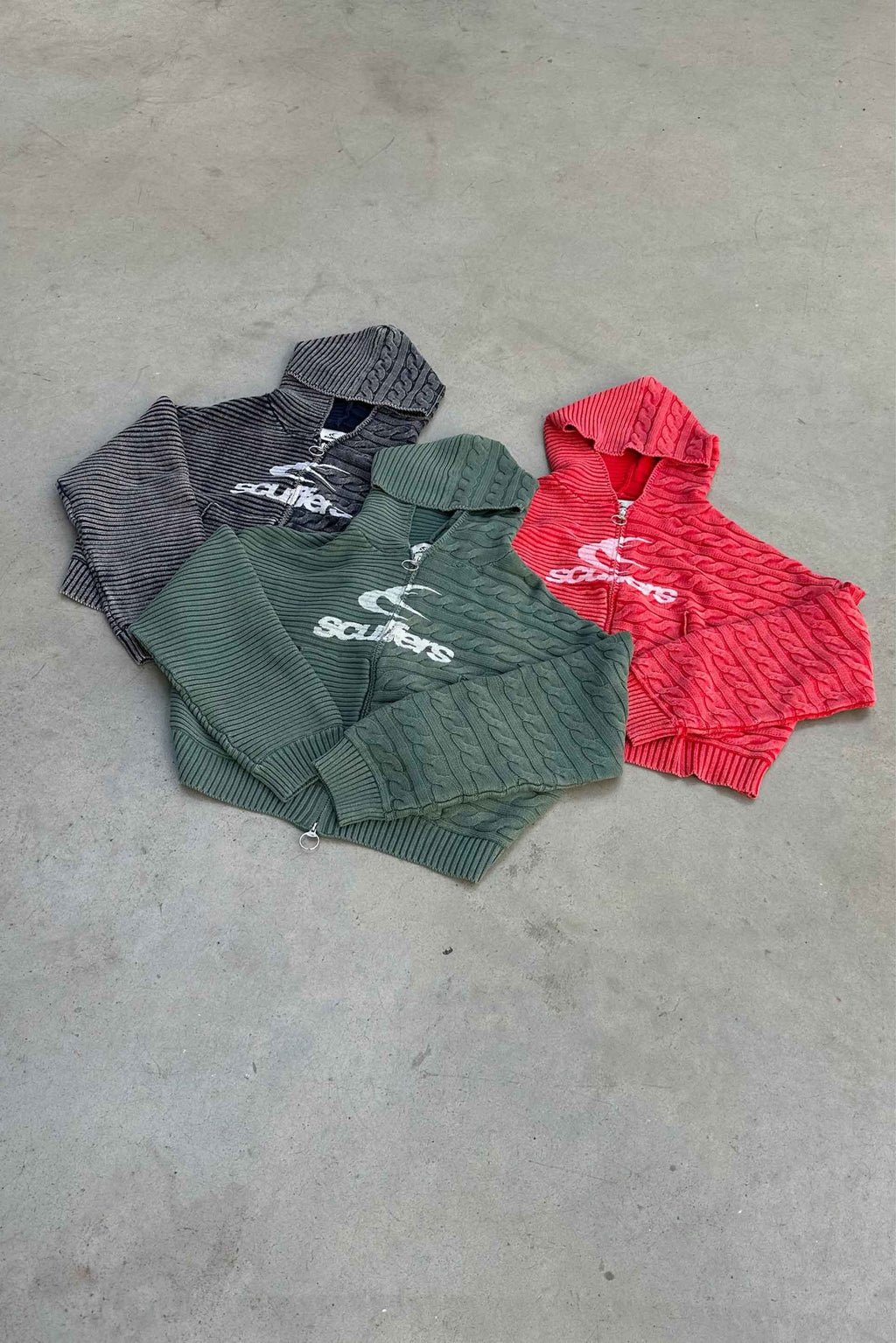 Zipper Knit Scuffers Knit Zipper Rojos | 59036IKAX